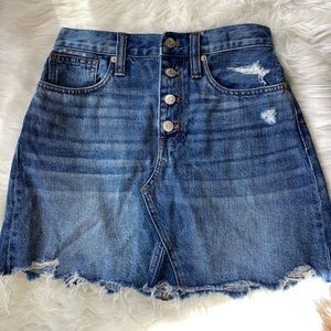 Distressed Denim Mini Skirt